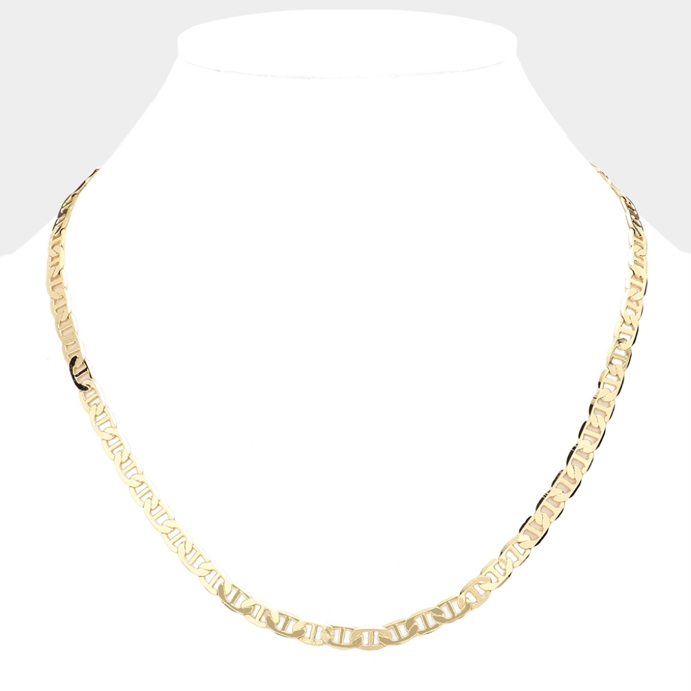 Gold Mariner Link 20" 4mm Necklace Chain Simple Casual Jewelry Metal